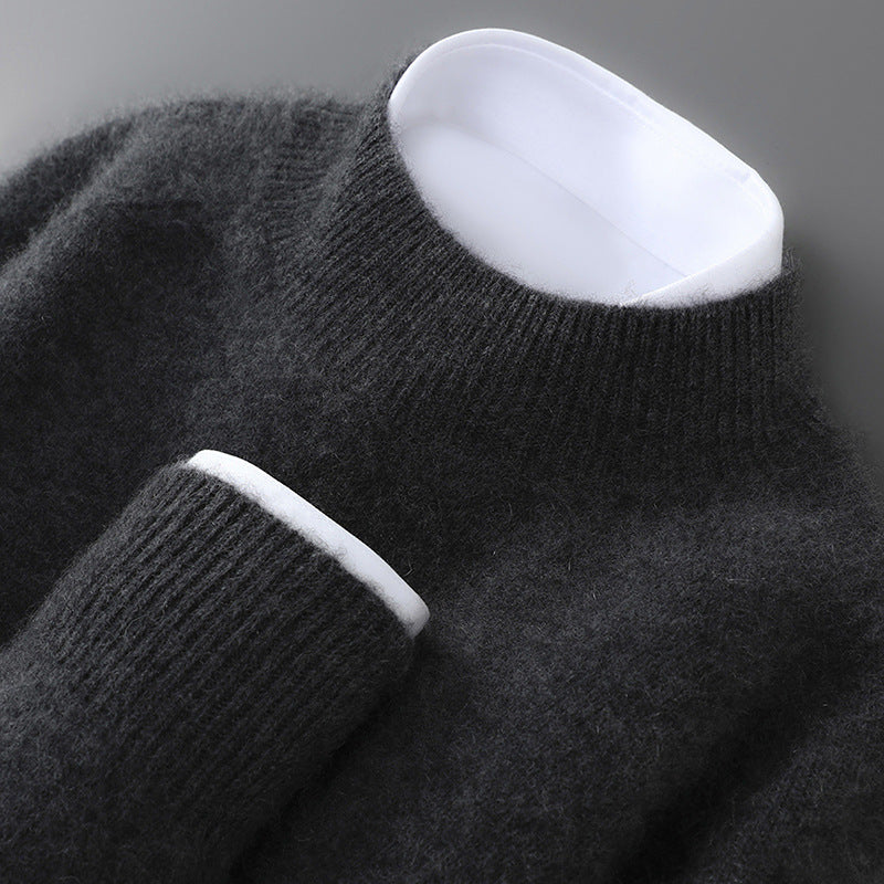 Herren-Pullover mit Stehkragen aus 100% Wolle