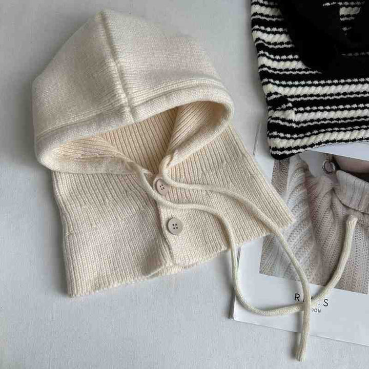 Strickmütze mit Schal, einfarbig, warm, 2-in-1 Set