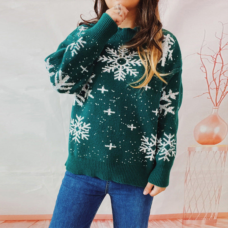 Damen-Strickpullover mit 3D-Weihnachtsmotiv