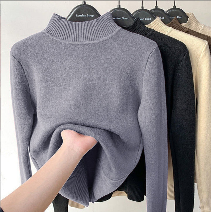 Damen-Rollkragenpullover mit Innenfleece