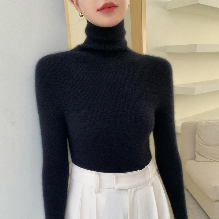 Damen-Strickpullover mit Stehkragen, figurbetont