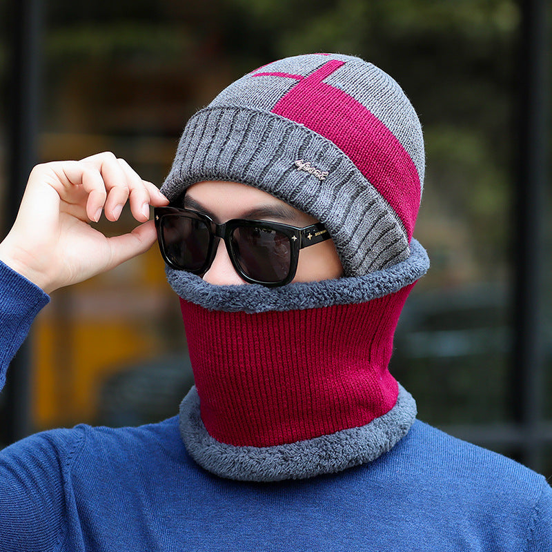 Herren Strickmütze und Schal Set, gefüttert, warm