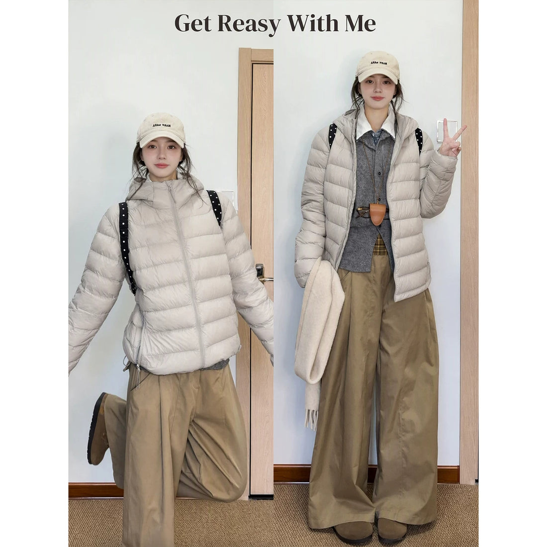 Leichte Daunenjacke mit Steppmuster, Unisex