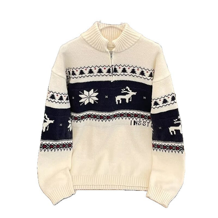 Strickpullover mit halbem Reißverschluss