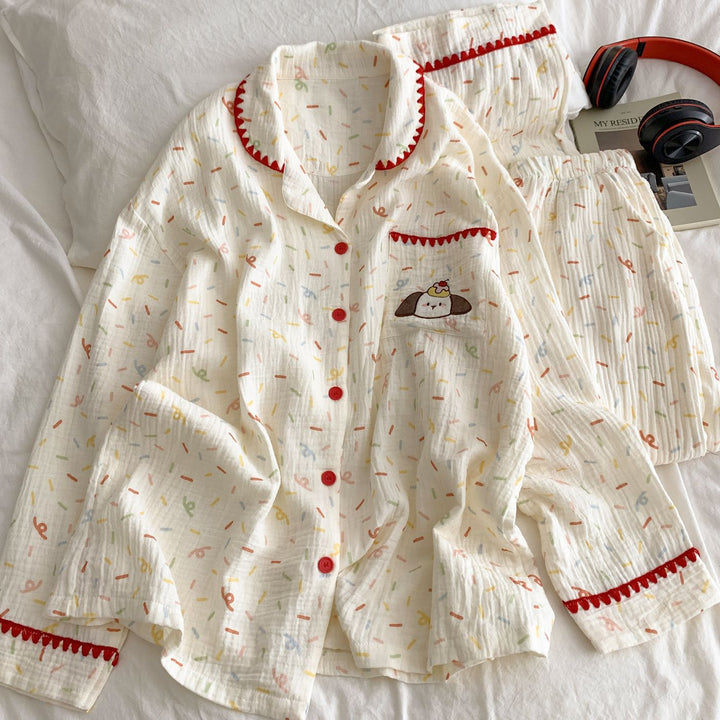 Damen-Pyjama-Set aus 100% Baumwolle, langärmelig