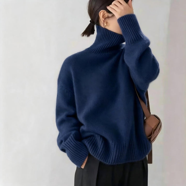 Lockerer Damen-Strickpullover mit Rollkragen