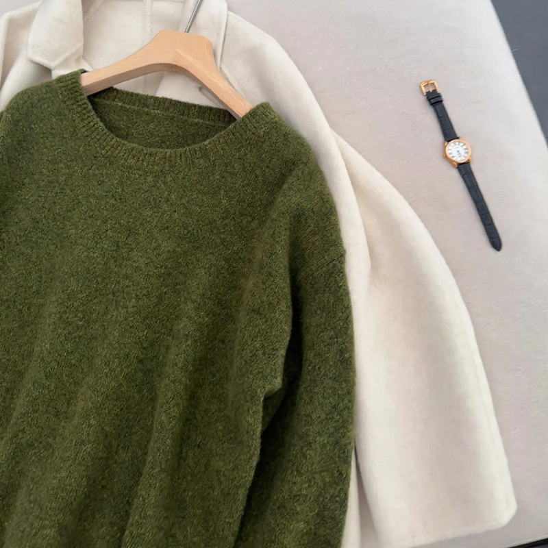 Vintage Strickpullover in Avocado-Grün