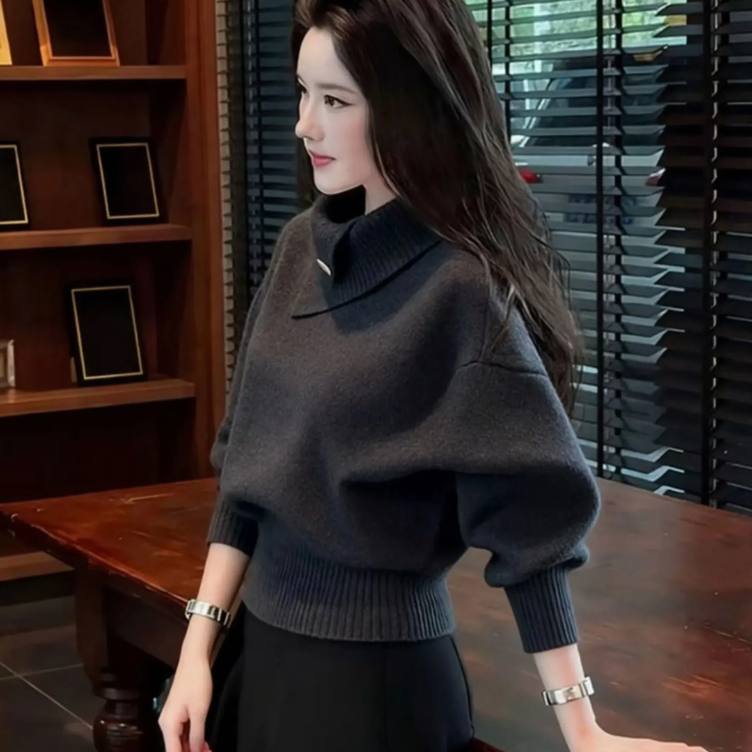 Lässiger Rollkragen-Strickpullover