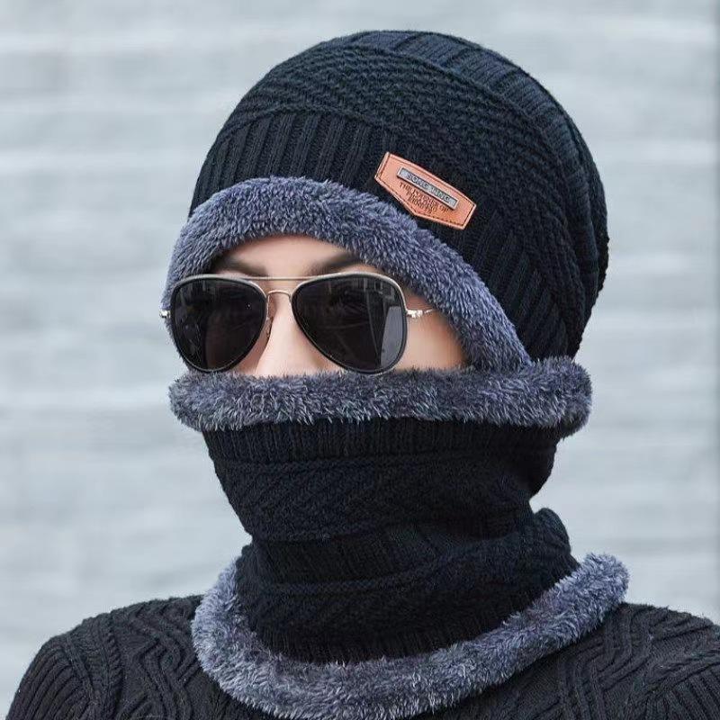 Strickmütze mit Schal, gefüttert, Herren, Winter
