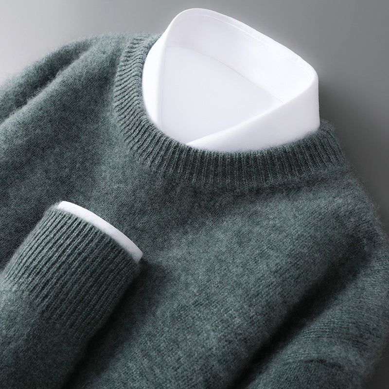 Herren Pullover, Stehkragen, 100% Wolle, weich