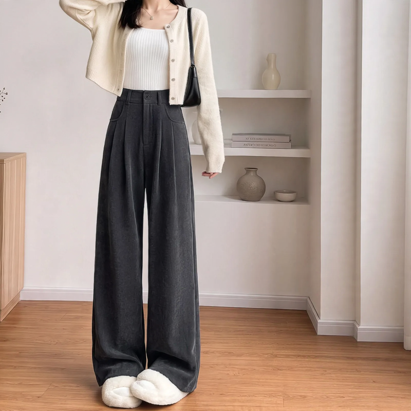 Damen-Cordhose, weit geschnitten, gefüttert