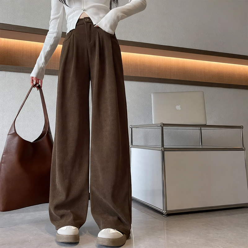 Damen-Cordhose, gerade geschnitten, gefüttert, für Herbst/Frühling