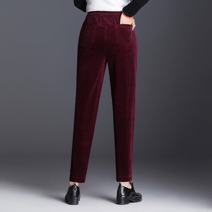 Damen-Cordhose, verkürzt, hoher Bund