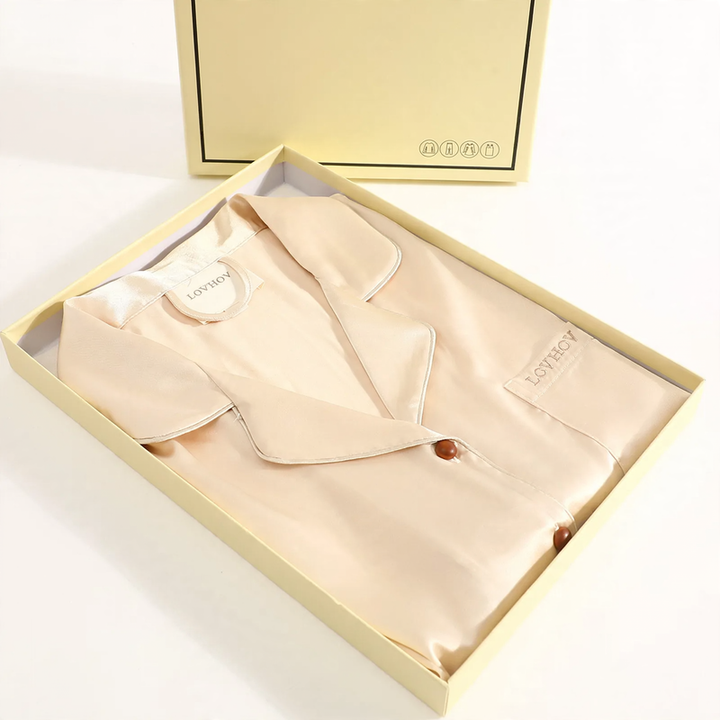Französisches Damen-Pyjama-Set aus Eisseide, langärmelig