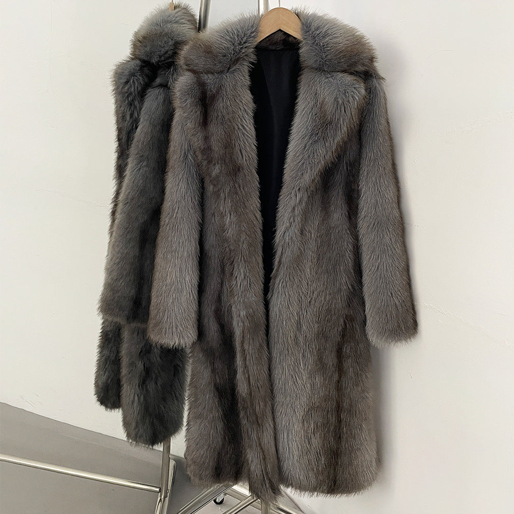 Eleganter Kunstfellmantel mit Reverskragen