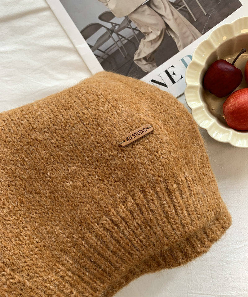 Weicher Schal mit Alpakawollanteil und Leder-Label