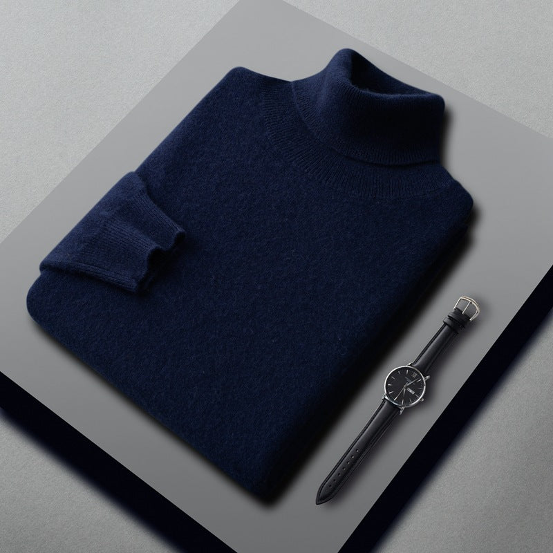 Herren-Kaschmirpullover, hoher Kragen, Business-Casual