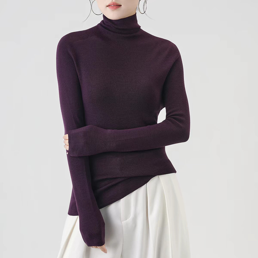 Damen-Rollkragenpullover aus Merinowolle
