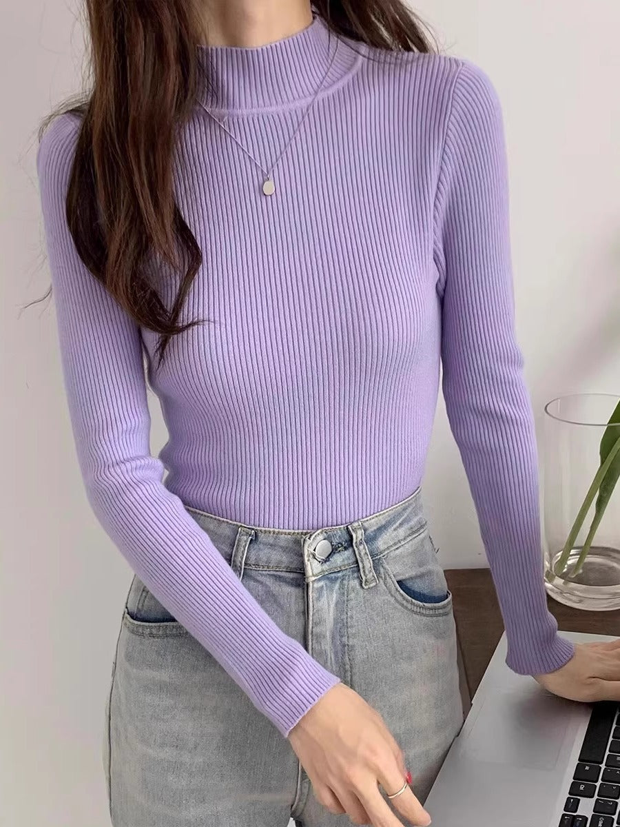 Vielseitiger Damen-Strickpullover mit Stehkragen