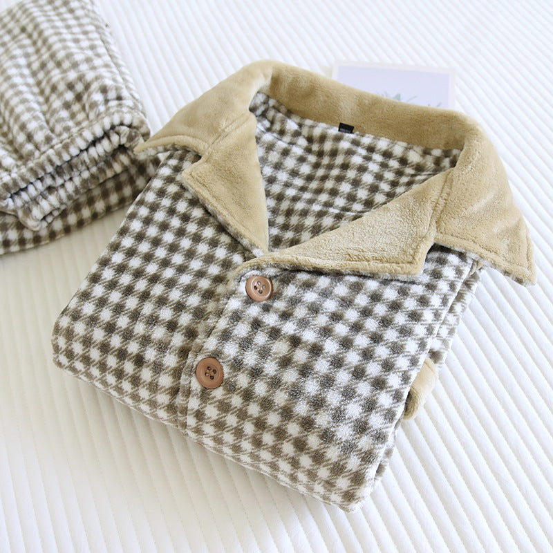 Warmer Flanell-Schlafanzug für Herren, gefüttert