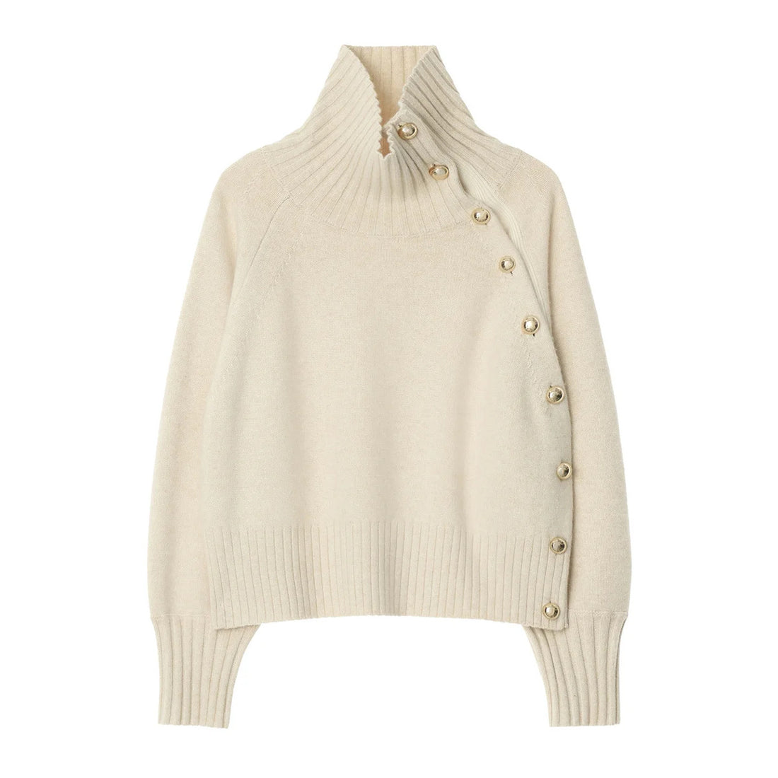 Damen-Strickjacke mit Rollkragen und Puffärmeln