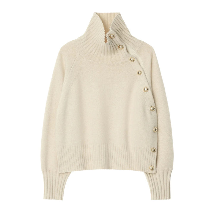 Damen-Strickjacke mit Rollkragen und Puffärmeln