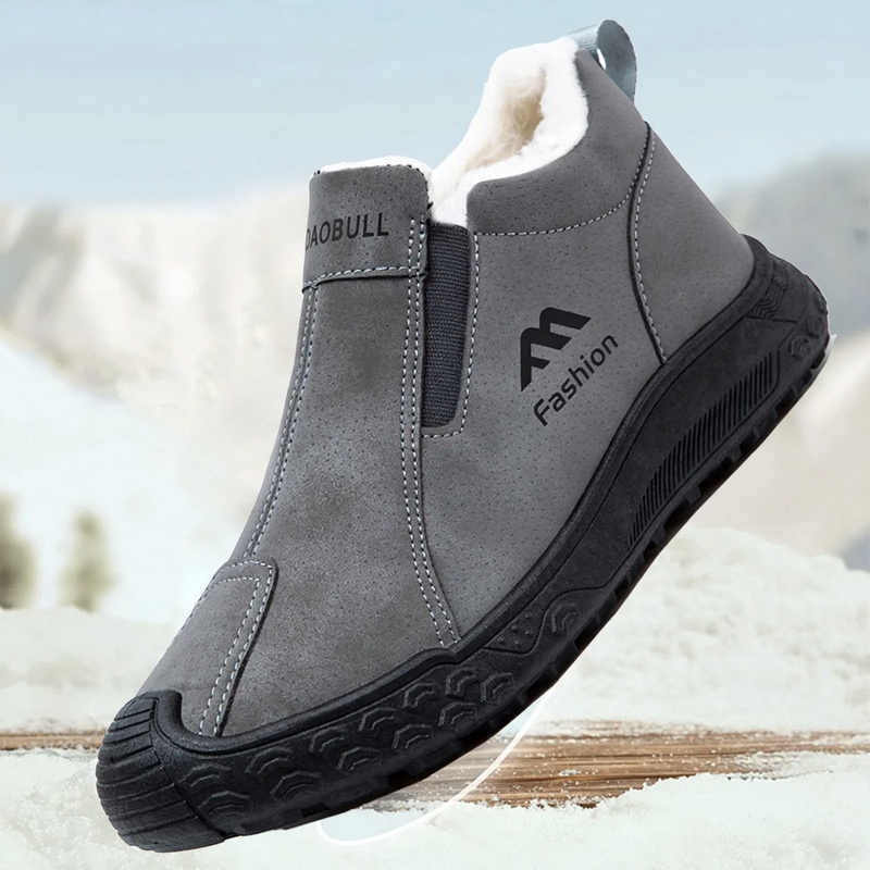 Gefütterte Herren-Winterstiefel, rutschfest, mittelhoher Schaft