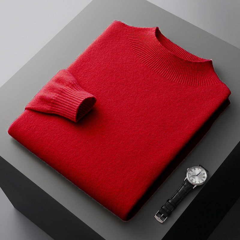 Herren-Wollpullover, Stehkragen, dünn