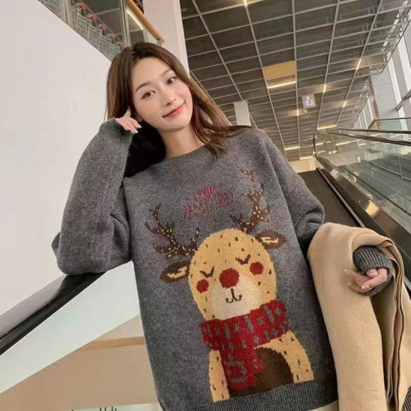 Damen-Strickpullover mit 3D-Motiv, locker geschnitten