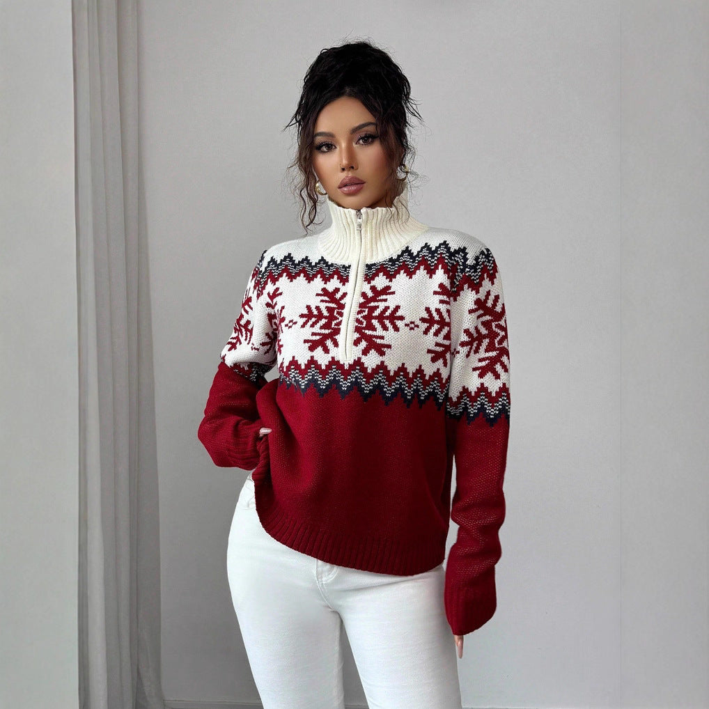 Fair-Isle-Pullover mit Reißverschluss für Paare