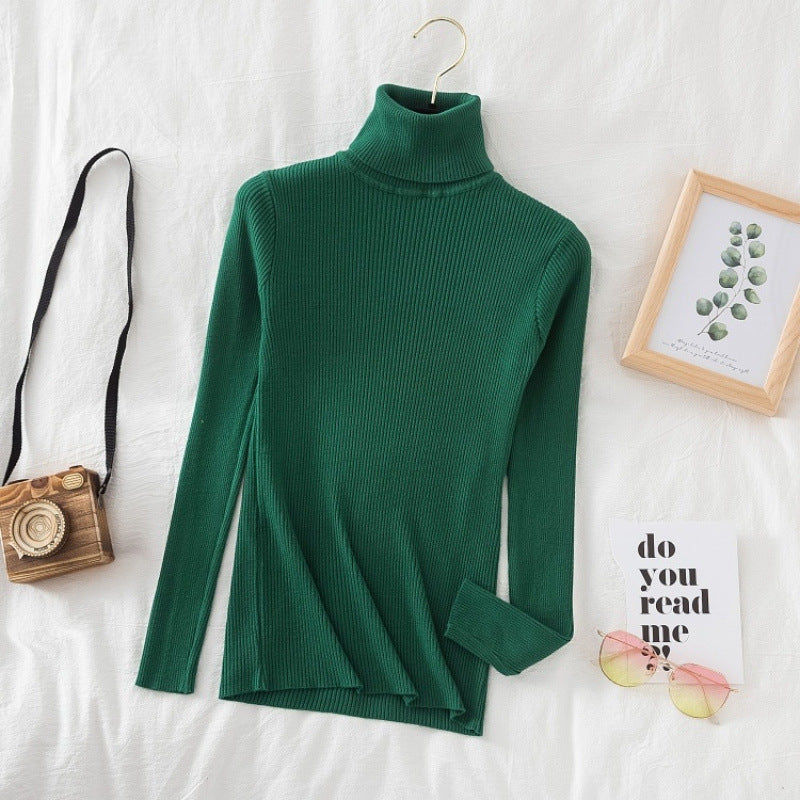 Damen-Strickpullover mit hohem Kragen, figurbetont