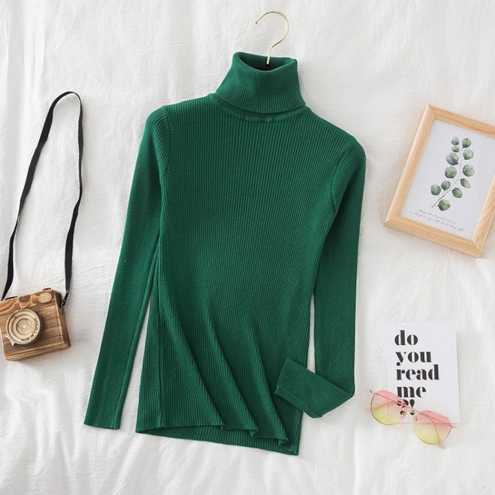 Damen-Strickpullover mit hohem Kragen, figurbetont