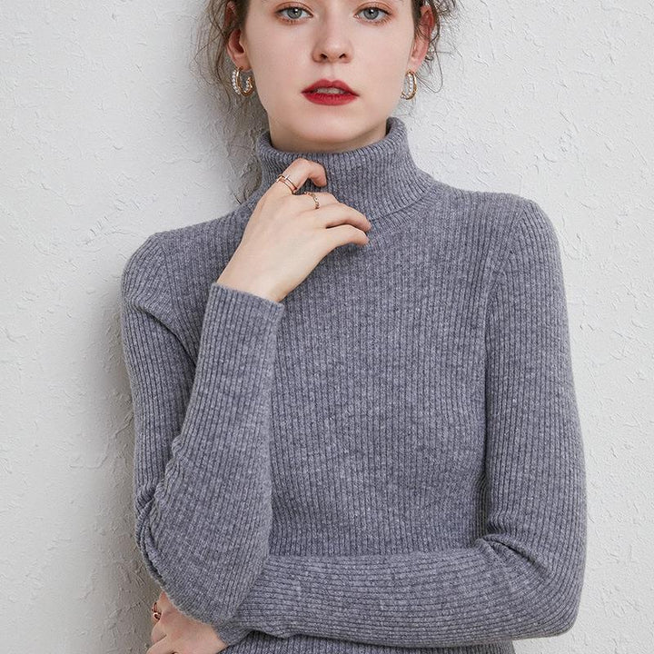 Damen-Rollkragenpullover, gestrickt, schmale Passform