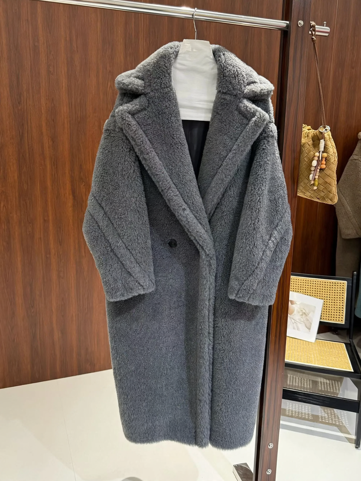 Damen-Teddy-Mantel, mittellang, lockere Passform