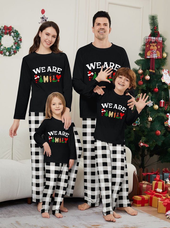 Weihnachts-Familien-Schlafanzug, Langarm, Karomuster