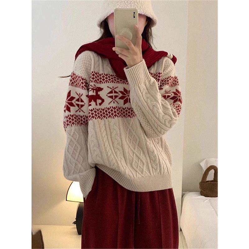 Weihnachtlicher Strickpullover mit Fair-Isle-Muster