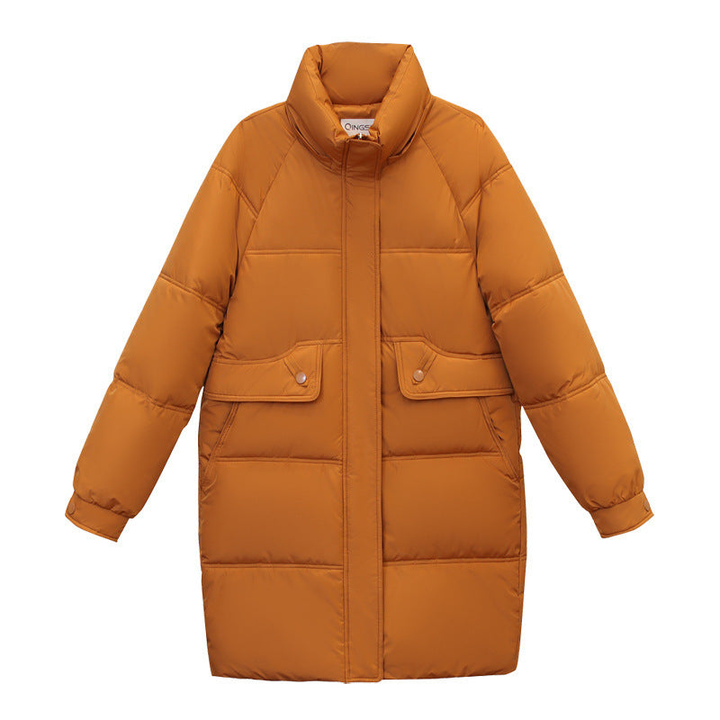 Mittellange Damen-Steppjacke mit Kapuze, gefüttert