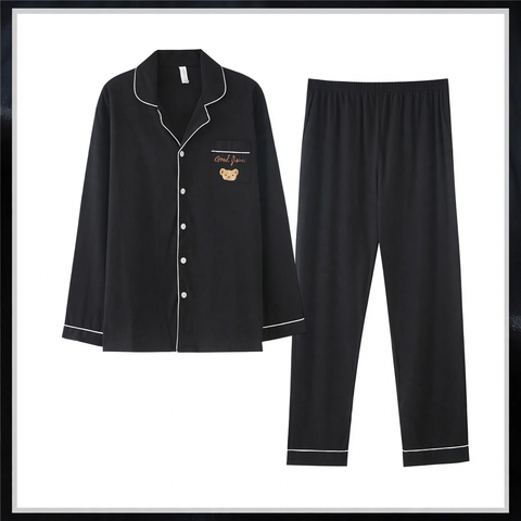 Herren-Pyjama-Set, Baumwolle, langärmelig