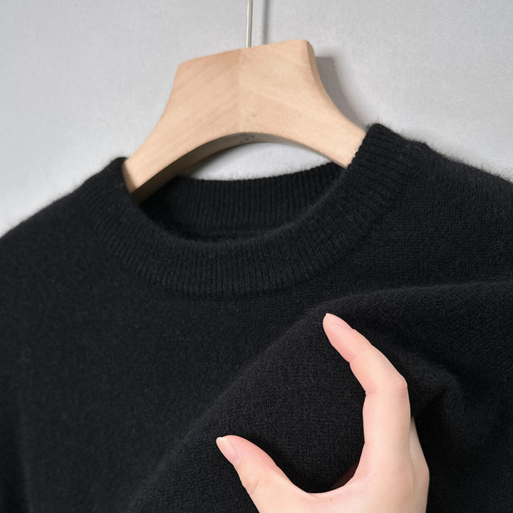 Herren-Wollpullover, Rundhalsausschnitt, einfarbig