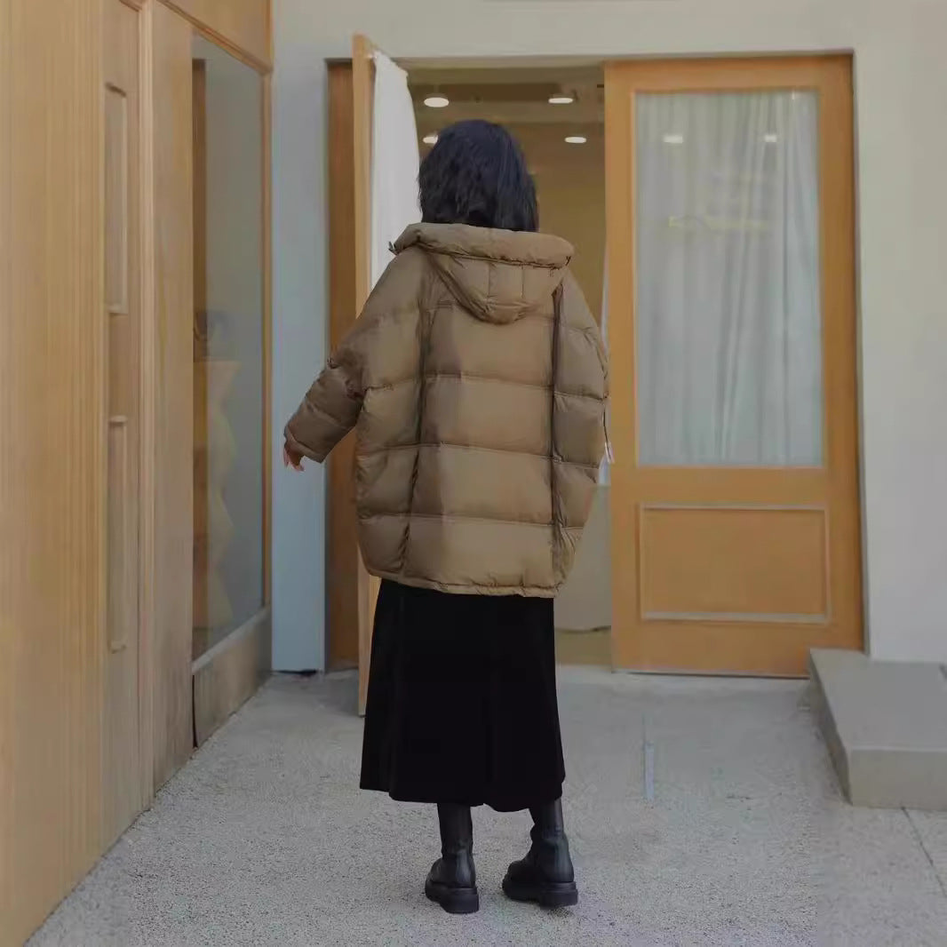 Mittellange Daunenjacke für Damen mit Kapuze