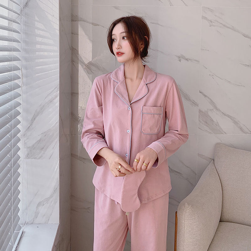 Damen-Pyjama-Set, Baumwolle, Langarm, festliches Design