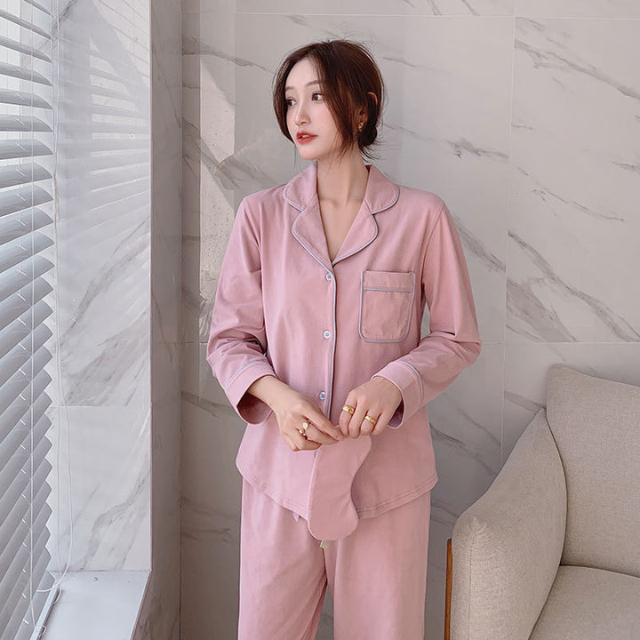Damen-Pyjama-Set, Baumwolle, Langarm, festliches Design