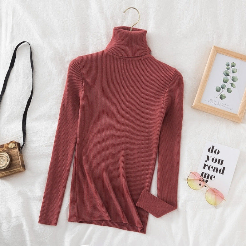 Damen-Strickpullover, hochgeschlossen, schmal geschnitten