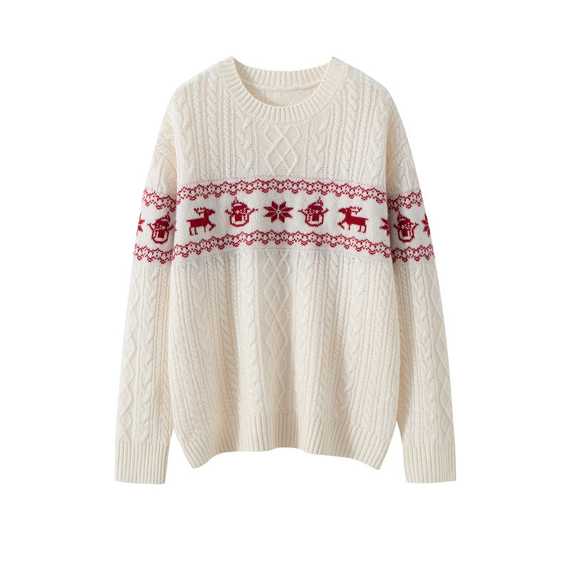 Weihnachtspullover mit Rentier-Muster
