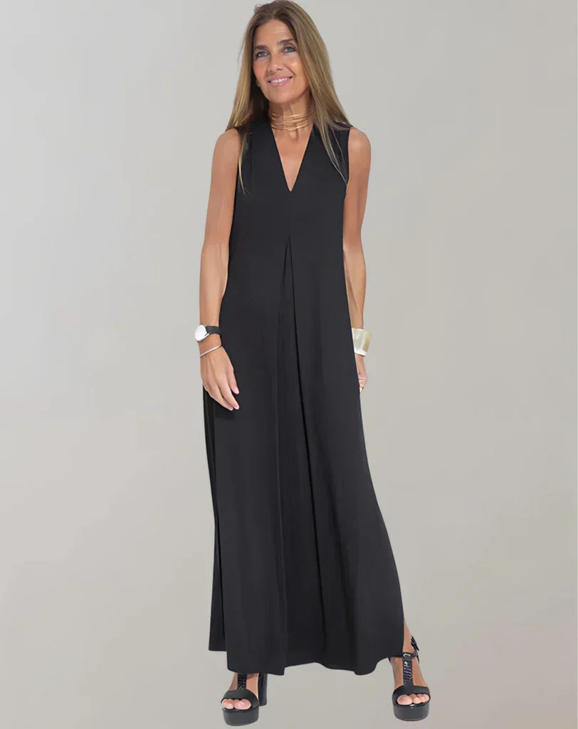 Schlankmachendes Kleid mit V-Ausschnitt – Élara