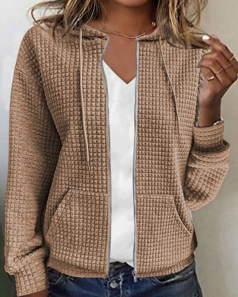 Damen-Cardigan mit Kapuze und Reißverschluss – Veloura