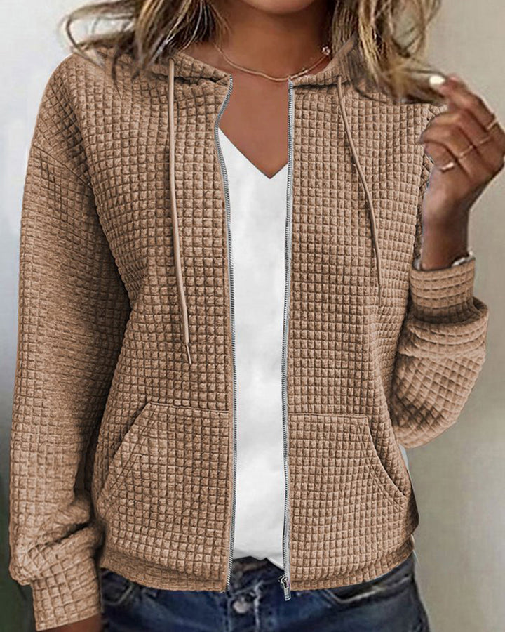 Damen-Cardigan mit Kapuze und Reißverschluss – Veloura