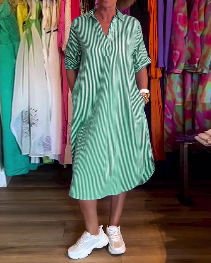 Echoarchiv | Gestreiftes Hemdkleid In Lässiger Passform