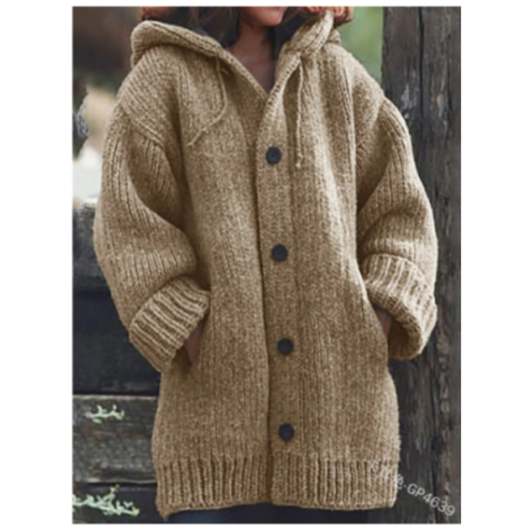 Kuscheliger Strickmantel Mit Kapuze Für Damen – Célinea