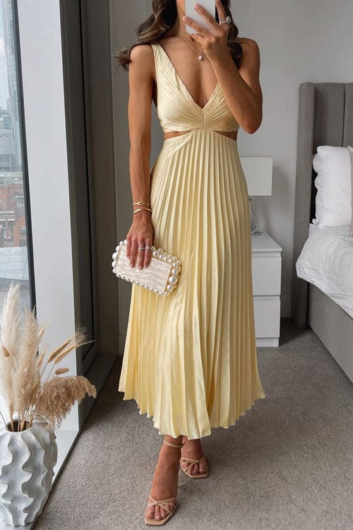 Echoarchiv | Damen Plissee Satin Kleid